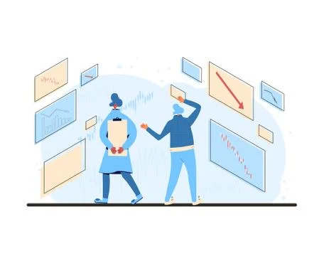 Minor shareholders reading reports about finance recession. Stock market cras Stock Illustration