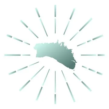 Minorca gradiented sunburst. Map of the island with colorful star rays. Min.. Stock Illustration