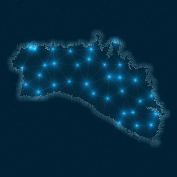 Minorca network map. Abstract geometric map of the island. Digital connecti.. Stock Illustration