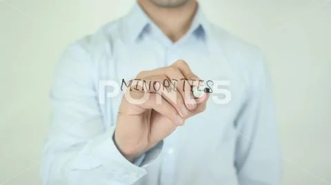 Minorities, Man Writing on Screen Stock Photos
