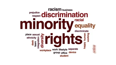 Minority rights animated word cloud, text design animation. Stock Footage 74527779