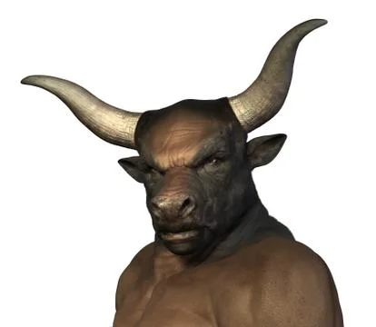 Minotaur Portrait on White Stock Illustration