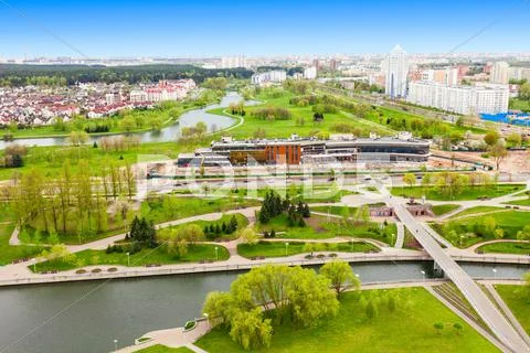 Minsk aerial panoramic view Stock Photos