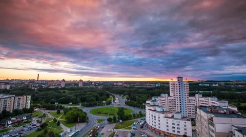 Minsk Bangalore square Cloudy sunset Timelapse 4K Stock Footage