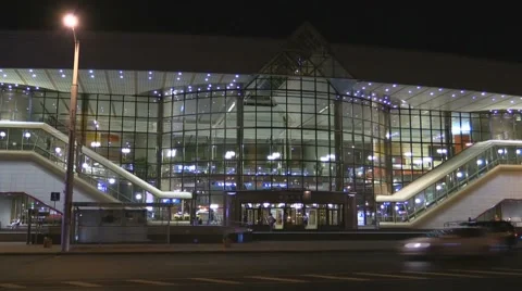 MINSK, BELARUS. 5 August 2014. Railway station in Minsk at night. Stock Footage 40707516