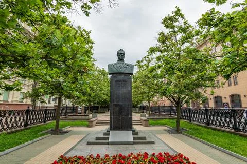 Minsk, Belarus. Bronze bust of twice Hero of the Soviet Union Sergei Gritse.. Stock Photos