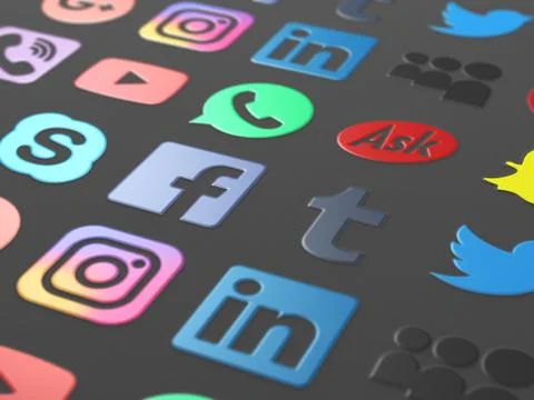 Minsk, Belarus - July 6, 2017: Collection of popular social media and messenger Stock Illustration