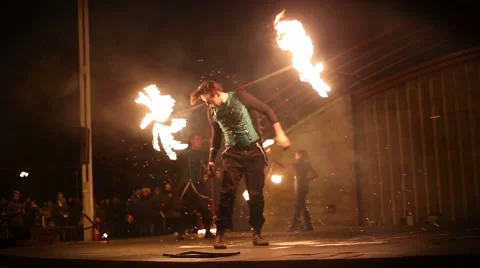 Minsk, Belarus - september 29: fire show 動画素材 43984125