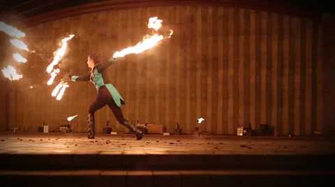 Minsk, Belarus - september 29: fire show Stock-Footage 44350900