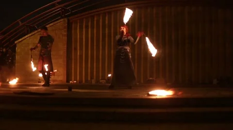Minsk, Belarus - september 29: fire show 動画素材 44352209