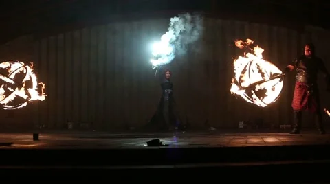 Minsk, Belarus - september 29: fire show Видео 45141112