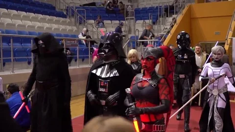 Minsk, October 2016, belarus Comic Con. Parade of star wars heroes. Star wars Stock Footage 69088279