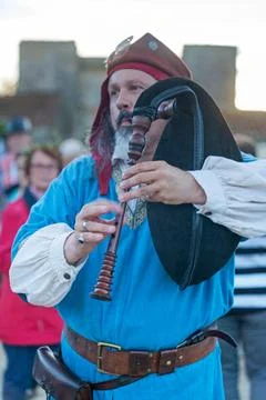 Minstrels playing bagpipe Fotos de archivo