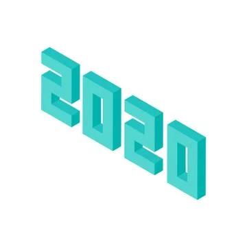 Mint 2020 Numbers Isometric Object Stock Illustration