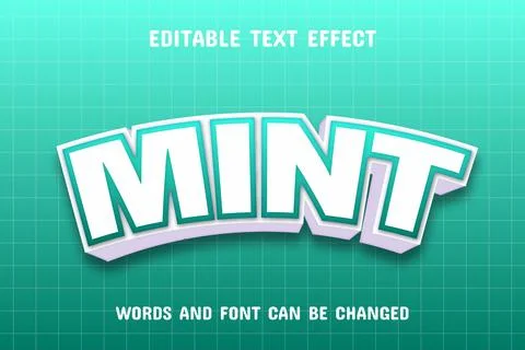 Mint 3d text effect Stock Illustration