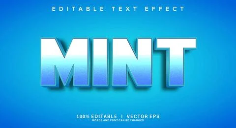 Mint 3d vector text effect with modern style design Stock Illustration