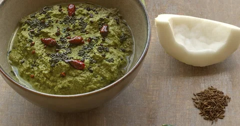 Mint and coconut chutney. Stock Footage 281420555