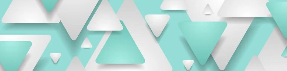 Mint and grey paper triangles abstract tech background Illustrazione stock