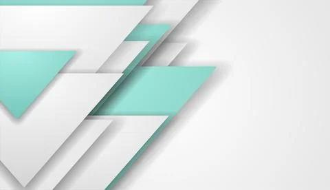 Mint and grey paper triangles abstract tech background Stock Illustration