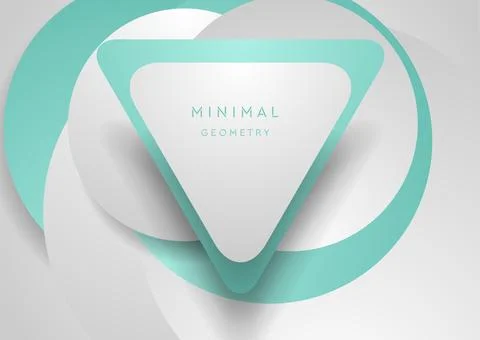 Mint and grey paper triangles and circles abstract tech background Stock-Illustration