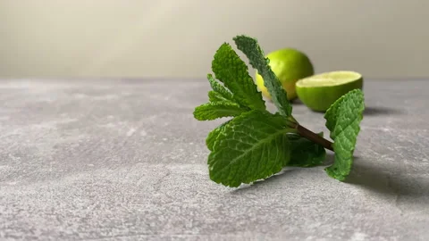 Mint and lime on gray background Stock Footage 155151977