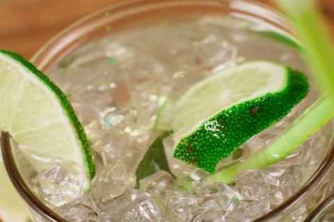 Mint and lime refreshing summer cocktails Stock Photos