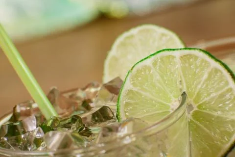 Mint and lime refreshing summer cocktails Stock Photos