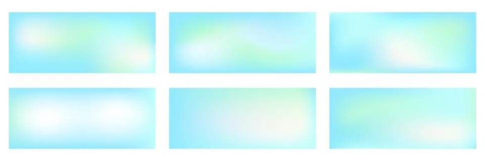 Mint blue gradient set with light pastel tones with spring mood. Fresh banners Stock Illustration