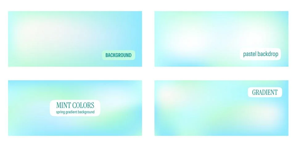 Mint blue gradient set in pastel green with soft blur and nature spring tones. Stock Illustration