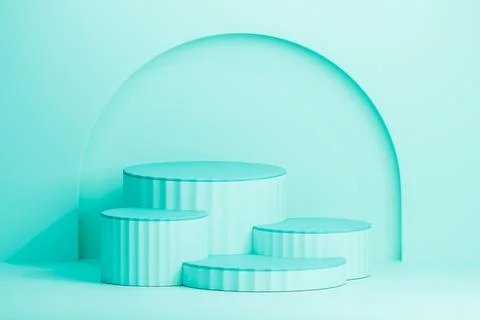 Mint blue podium with stairs for multi level display Stock Illustration