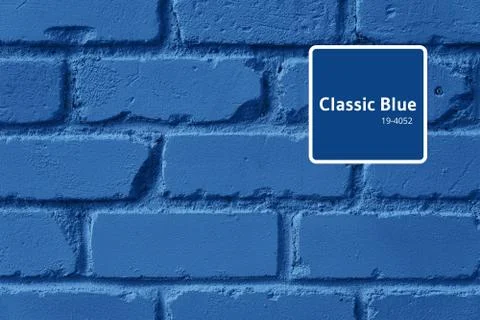 Mint brick wall texture. Background with copy space for design. Trendy blue and Stock Photos