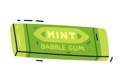 Mint Bubble Gum Package as Sweet Chewing Gum Vector Illustration Stock Illustration