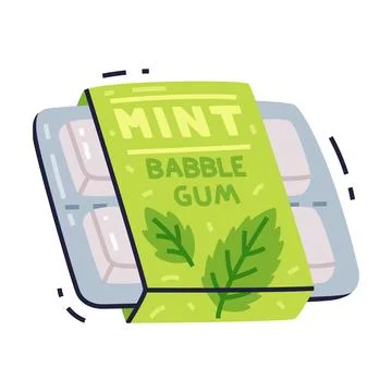 Mint Bubble Gum Package as Sweet Chewing Gum Vector Illustration Stock Illustration