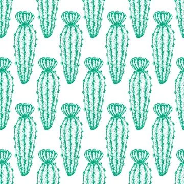 Mint Cactus Seamless Pattern Illustrazione stock