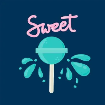 Mint candy on a stick in a circle of squabbles. Vector illustration, round Stock Illustration