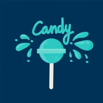 Mint candy on a stick. Vector clipart, round caramels on a stick. Candy in a Stock Illustration