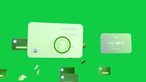 Mint card emerging, drifting, tilting, revealing dial, tokens orbiting on Vidéo 337887691