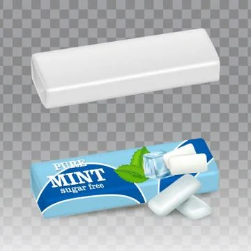 Mint chewing gum package vector realistic mockups Stock Illustration