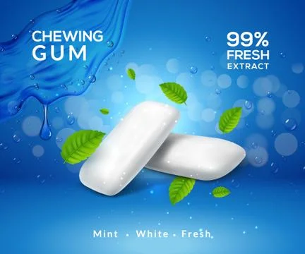 Mint chewing gum vector background fresh breath smell. Chewing gum product Stock Illustration