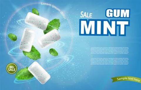 Mint chewing gum Vector realistic. Fresh flavor mock up. Product placement de Ilustración de archivo
