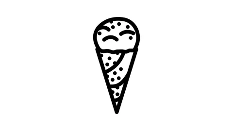Mint chocolate chip ice cream food snack line icon animation Stock Footage 326763517