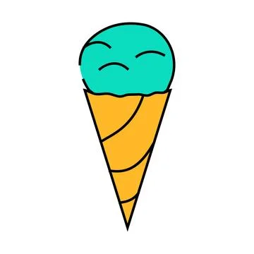 Mint chocolate chip ice cream food snack icon color illustration Illustrazione stock