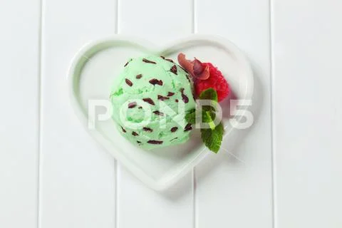 Mint chocolate chip ice cream Stock Photos