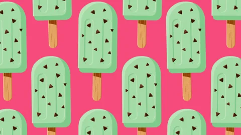 Mint Chocolate Popsicle Seamless Pattern Background for Summer Dessert Foota Video stock 337932254