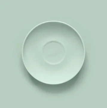 Mint color plates on mint table. Monochrome minimalistic image in hipster sty Stock Photos