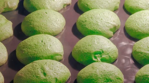 Mint Cookies Baking in the Oven Stock-Footage 135911187