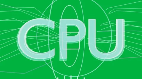 Mint CPU logo appearing scaling drawing rings and fanning lines showing data Stock Footage 335780779