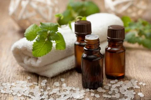 Mint essential oil Stock Photos