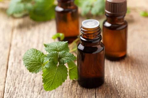 Mint essential oil Stock Photos