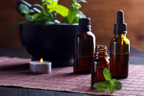 Mint essential oils Stock Photos